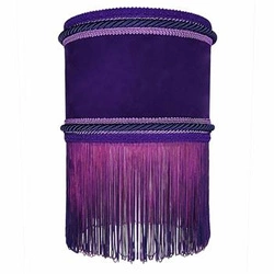 Lampa wisząca Lavandera N 2 fioletowo-złota welurowa z frędzlami do salonu 20cm Las Plumas