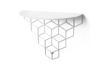 Nowoczesna biała półka ścienna Stiga POLYHEDRA metalowa na książki i dekoracje 37 cm