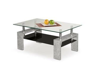 Stolik kawowy Rafes Intro szklany prostokątny z półką beton nowoczesny do salonu 100x60 cm