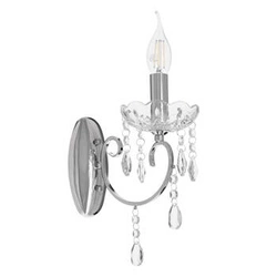 Kinkiet ścienny Aurora chrom kryształowy w stylu ludwikowskim do salonu i jadalni CANDELLUX