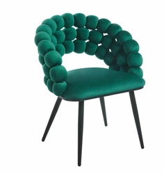 Krzesło do jadalni tapicerowane welur zielone z podłokietnikami Bulle VIC Intesi nowoczesne