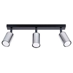 Plafon sufitowy WINX 3 czarny chrom nowoczesny stalowy do salonu i sypialni SOLLUX