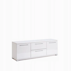 Szafka RTV biała połysk Flory 150 cm nowoczesna z szufladami do salonu Intesi