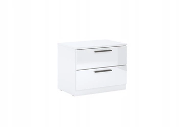 Szafka nocna Holly 50 cm z 2 szufladami w białym połysku, nowoczesny styl od Intesi do sypialni