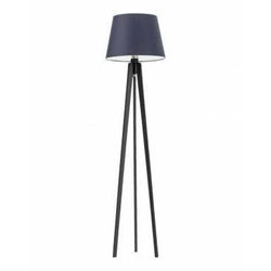 Lampa stojąca do salonu Curacao nowoczesna drewniana z granatowym abażurem Lysne 158 cm