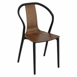 Krzesło do jadalni Bella D2.DESIGN czarne orzech nowoczesne sztaplowane z podłokietnikami