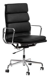 Fotel biurowy CH2191 PREMIUM inspirowany EA219 skóra czarna, chrom