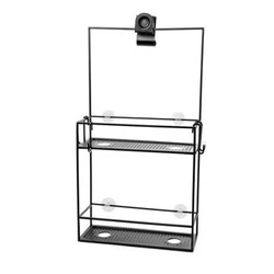 Półka łazienkowa czarna Umbra Cubiko nowoczesna wisząca pod prysznic z haczykami 61 cm