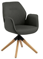 Krzesło obrotowe tapicerowane Aura Actona do salonu skandynawskie szare z podłokietnikami