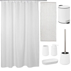 Zestaw akcesoriów łazienkowych Colors biały z ceramiczną mydelniczką do łazienki