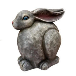 Figurka wielkanocna siedzący zając Intesi 36 cm szara dekoracja do salonu na stół wiosenna
