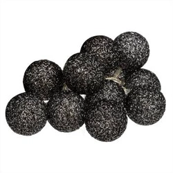 Girlanda Cotton balls czarne brokatowe 10  lampek LED
