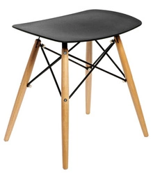 Stołek do przedpokoju Pixel Simplet czarny nowoczesny z drewnianymi nogami Intesi