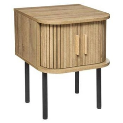 Szafka nocna drewniana Colva 40 cm czarna z frezowanym frontem boho Atmosphera