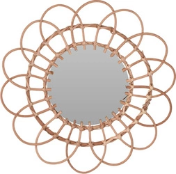 Lustro okrągłe boho z wikliny Flower Shape 49 cm wiszące do przedpokoju Intesi
