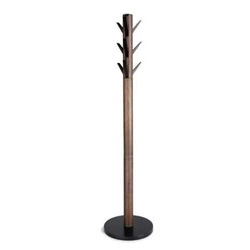 Wieszak stojący do przedpokoju Umbra Flapper czarny orzech nowoczesny drewniany 169 cm