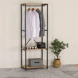 Lukis nowoczesny wieszak stojący do przedpokoju z półkami loft metal czarny brązowy Intesi