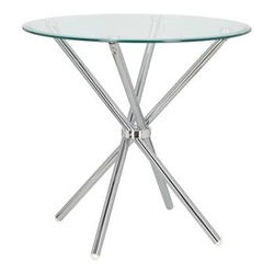 Stół okrągły szklany Ufo 90 cm transparentny nowoczesny do jadalni i salonu chrom Intesi