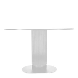 Stół do jadalni Maxim biały owalny nowoczesny na jednej nodze 120x70 cm Intesi