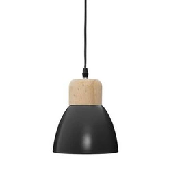 Nowoczesna lampa wisząca Desy czarna z drewnem do kuchni i jadalni Atmosphera