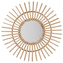 Lustro okrągłe boho Sun Atmosphera w drewnianej ramie do salonu lub sypialni 58cm