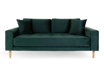 Sofa trzyosobowa welurowa Lido Intesi butelkowa zieleń skandynawska do salonu z podłokietnikami