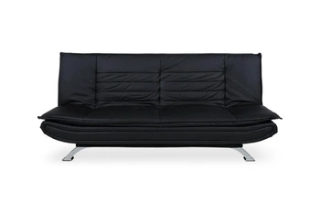 Sofa rozkładana z funkcją spania Faith 3 osobowa czarna eko skóra nowoczesna do salonu