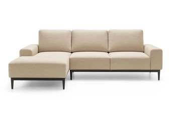 Narożnik z funkcją spania Revon lewy welurowy szaro-beżowy nowoczesny do salonu Intesi