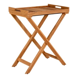Stolik kawowy ogrodowy Ronda drewniany tekowy składany prostokątny 60x40cm do ogrodu Intesi