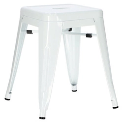 Taboret metalowy Paris biały inspirowany Tolix do kuchni i jadalni nowoczesny industrialny 46 cm