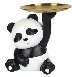 Figurka dekoracyjna Panda Intesi organizer ze złotą tacą do salonu i przedpokoju