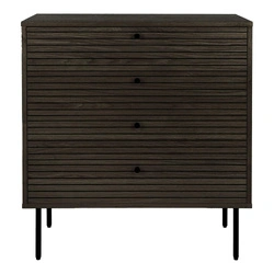 Komoda Kyoto brązowa skandynawska ryflowana 4 szuflady do salonu