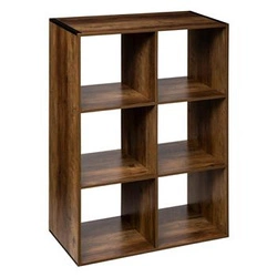 Regał na książki Kali brązowy nowoczesny z 6 półkami do salonu i biura industrialny