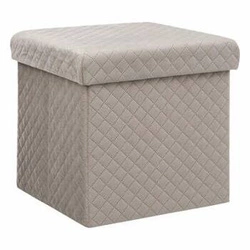 Pufa welurowa ze schowkiem Kali 31x31 cm beżowa do salonu i przedpokoju nowoczesna