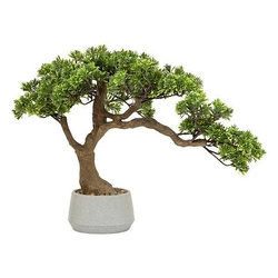 Sztuczne drzewko Bonsai Atmosphera 60cm zielone nowoczesne do salonu w szarej donicy