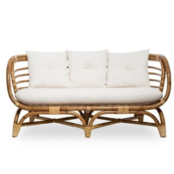 Sofa boho Farah Atmosphera rattanowa biała 2-osobowa z podłokietnikami do salonu