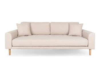 Sofa skandynawska Lido 3 beżowa Intesi z podłokietnikami do salonu, tapicerowana, 3-osobowa