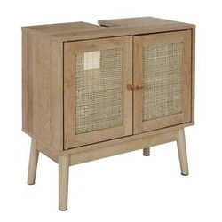 Szafka łazienkowa stojąca boho Bali naturalny dąb z rattanem 60 cm pod umywalkę Intesi