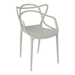 Krzesło do jadalni Lexi szare inspirowane Master chair nowoczesne, sztaplowane, z podłokietnikami