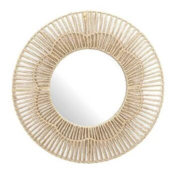 Lustro okrągłe boho Nairobia 50cm wiszące do przedpokoju i salonu w naturalnym kolorze