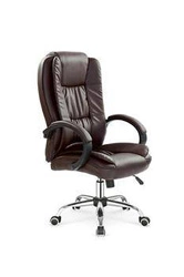Fotel biurowy ergonomiczny Motion Intesi ciemnobrązowy skórzany obrotowy z regulacją do biura