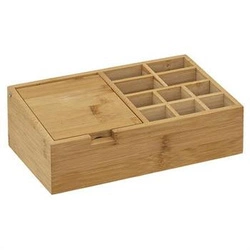 5five simply smart organizer na kosmetyki bambusowy z lustrem do łazienki i na toaletkę 24 cm