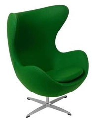 Fotel uszak Jajo zielony kaszmir D2.DESIGN nowoczesny obrotowy do salonu i biura inspirowany Egg