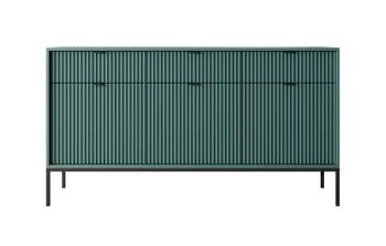 Komoda Delicious ryflowana zielona z szufladami 154 cm nowoczesna na nóżkach do salonu Intesi