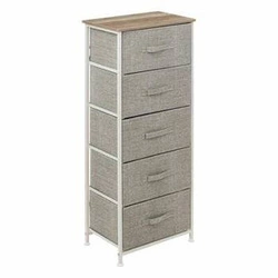 Komoda Tissa wysoka szara z 5 szufladami nowoczesna na nóżkach do sypialni i salonu 114 cm