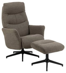 Fotel obrotowy London Monza taupe z podnóżkiem do salonu nowoczesny relaksacyjny beżowy