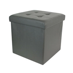 Pufa ze schowkiem Intesi Vels szara kwadratowa składana eko skóra do przedpokoju 38x38 cm