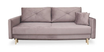 Sofa rozkładana z funkcją spania Saxo różowa do salonu skandynawska z pojemnikiem Intesi