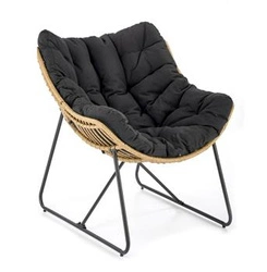 Fotel wypoczynkowy Vasari rattan na płozach boho do salonu czarno-naturalny technorattan
