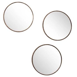 Zestaw 3 okrągłych luster wiszących Toronto orzech 26cm do przedpokoju i salonu